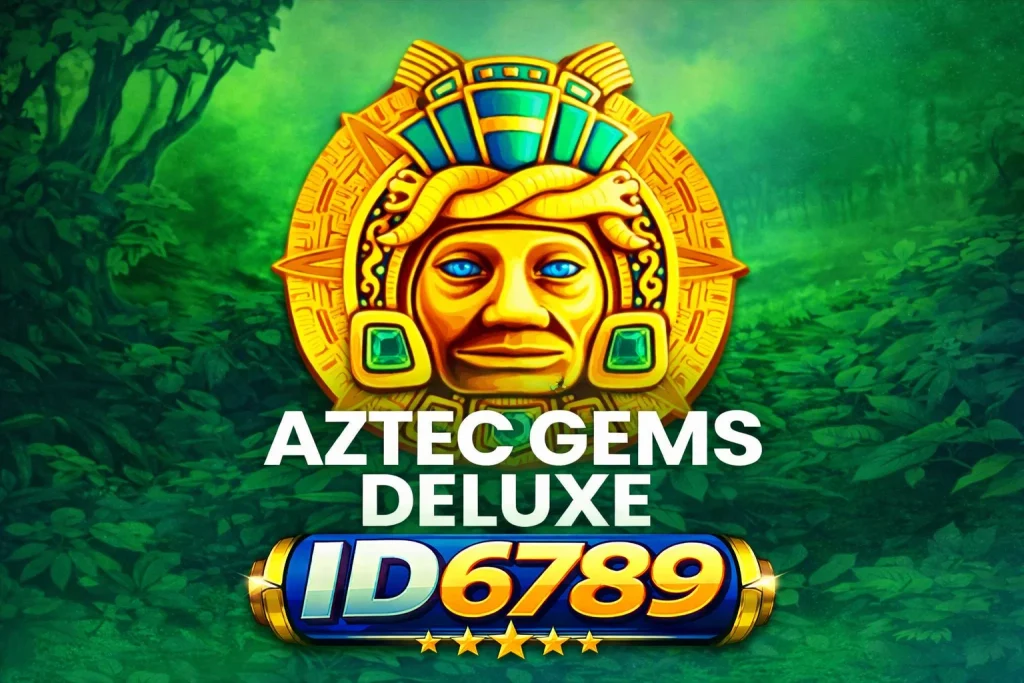 Tampilan permainan AZTEC GEMS DELUXE dengan nuansa peradaban kuno yang tersedia di platform ID6789